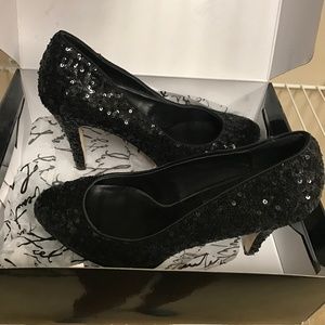 Black Sequin Stiletto Heels